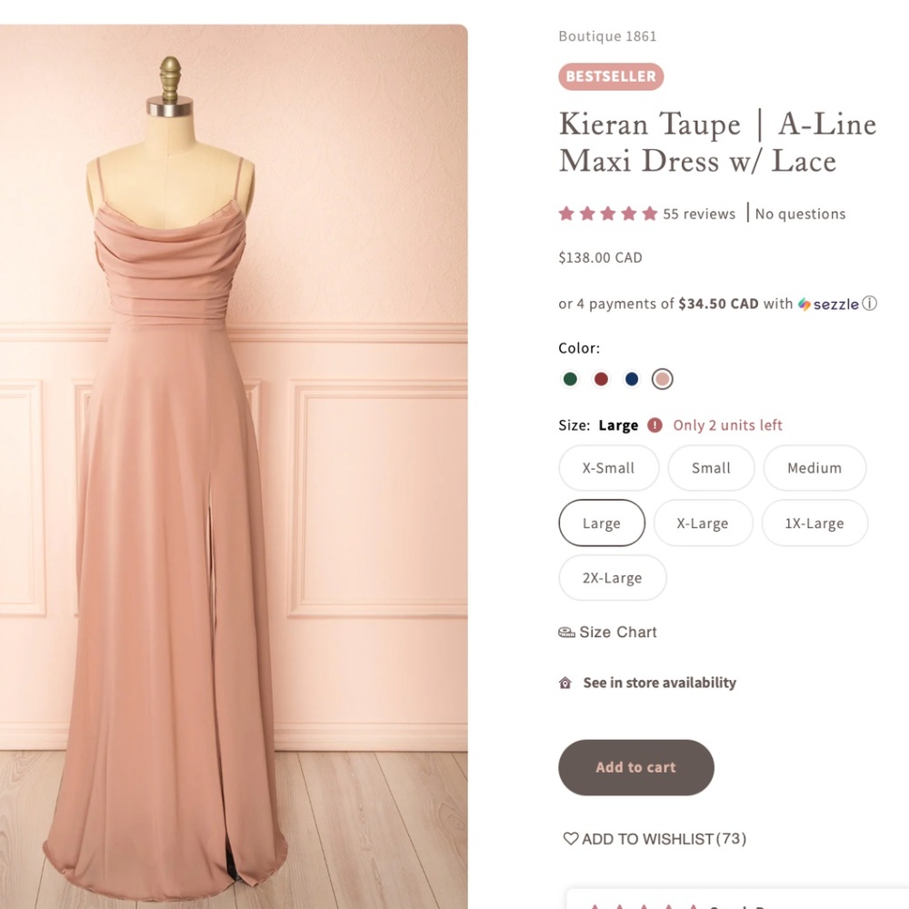 Kieran Taupe | A-Line Maxi Dress w/ Lace (Never worn with tags) - Picture 2 of 3
